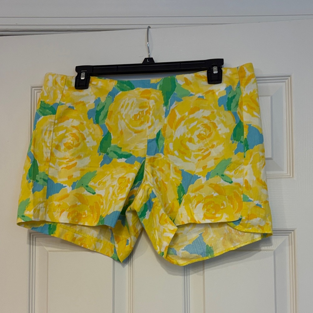Lilly Pulitzer Yellow Floral High-Waist Shorts